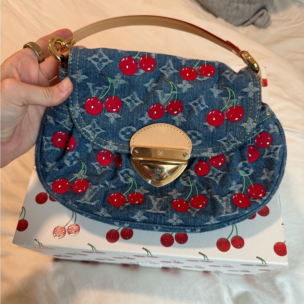 Louis Vuitton x Takashi Murukami Cherry Denim Sunset Bag
